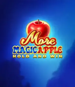 Enter the magical realm of the More Magic Apple slot game by 3 Oaks Gaming, highlighting a luminous red apple against a vivid blue background. This graphic conveys the magical theme of the game. Perfect for those enchanted by fairy-tale slots, the vibrant color scheme and appealing artwork ensure it captures attention. 